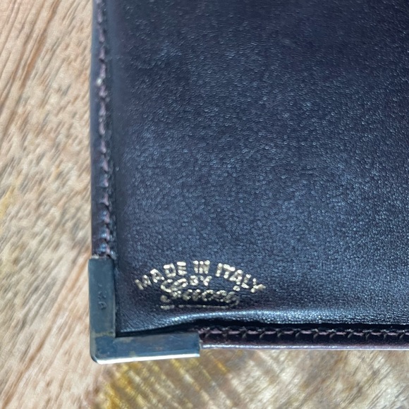 RARE Vintage GUCCI 70s Horseshoe Leather Slim Bi-fold Wallet Brown 925 Hardware - Picture 4 of 16